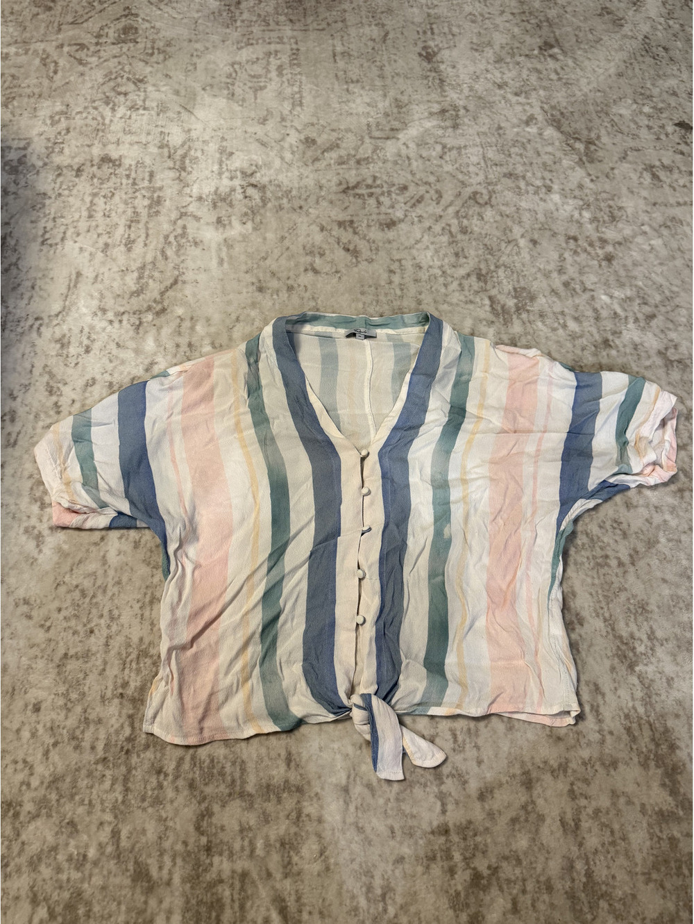 Rails Striped Button Up Cropped Blouse - Sz Medium